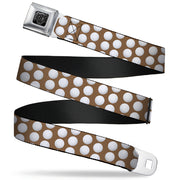 BD Wings Logo CLOSE-UP Full Color Black Silver Seatbelt Belt - Golf Balls Tan/White Webbing Seatbelt Belts Buckle-Down
