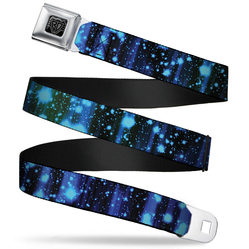 BD Wings Logo CLOSE-UP Full Color Black Silver Seatbelt Belt - Galaxy Sparkle Black/Blue-Purple Fade Webbing Seatbelt Belts Buckle-Down