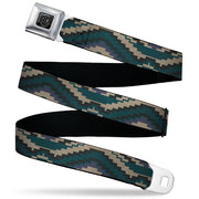 BD Wings Logo CLOSE-UP Black/Silver Seatbelt Belt - Geometric Chevron Gray/Blue/Purple Webbing Seatbelt Belts Buckle-Down