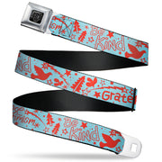 BD Wings Logo CLOSE-UP Black/Silver Seatbelt Belt - GRATEFUL OPTIMISM BE KIND Icons Collage Blue/Red Webbing Seatbelt Belts Buckle-Down
