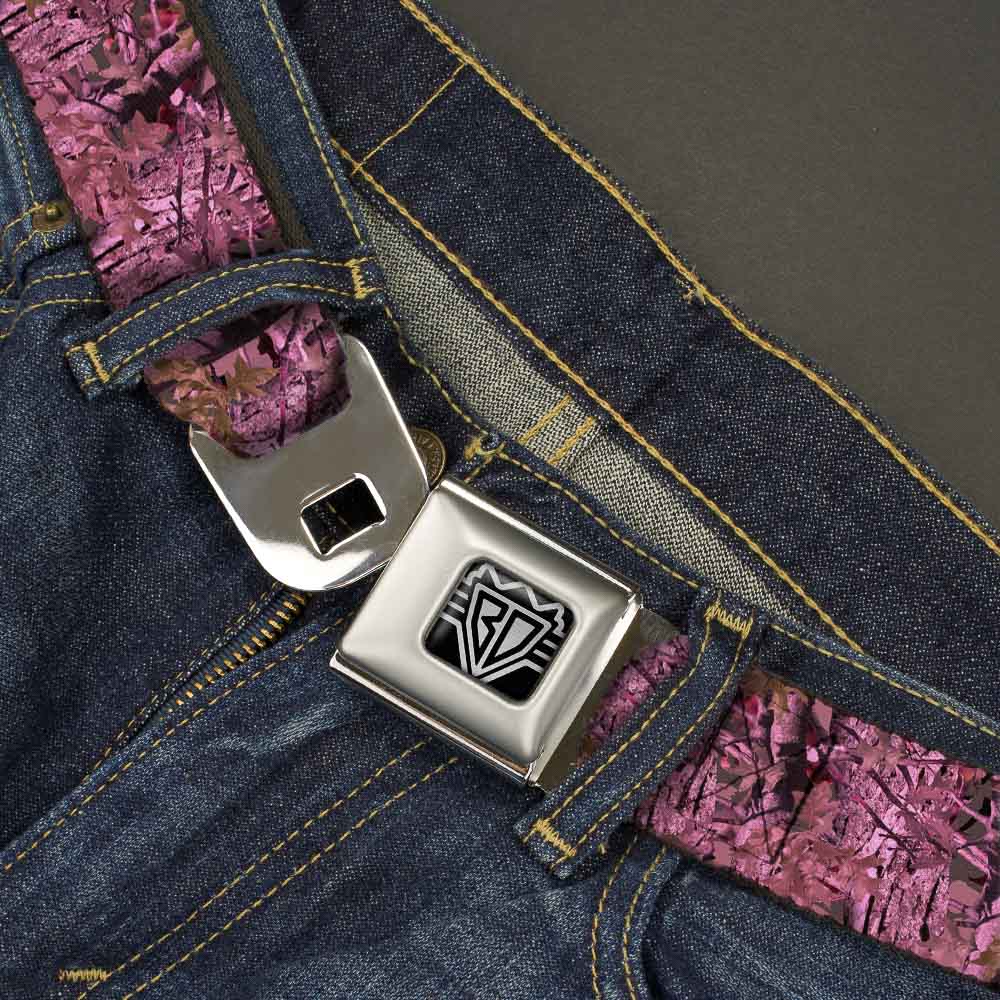 BD Wings Logo CLOSE-UP Full Color Black Silver Seatbelt Belt - Hunting Camo Pinks Webbing Seatbelt Belts Buckle-Down