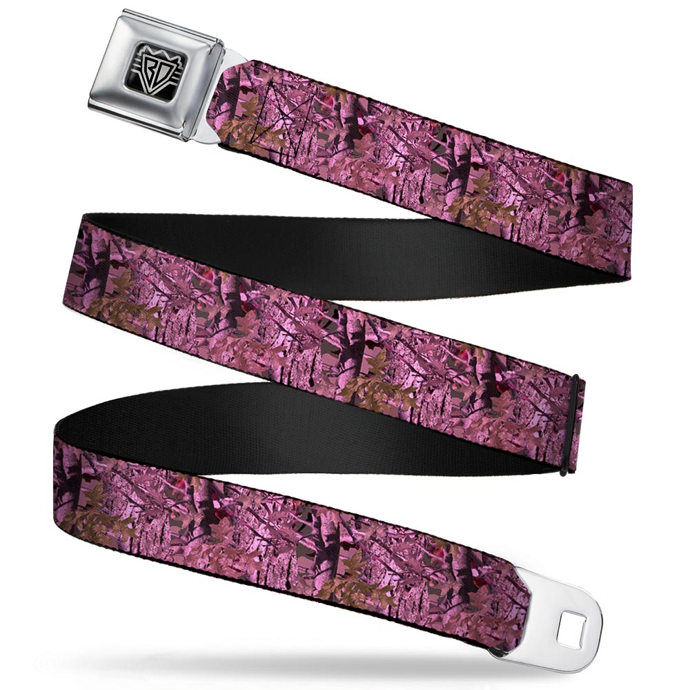 BD Wings Logo CLOSE-UP Full Color Black Silver Seatbelt Belt - Hunting Camo Pinks Webbing Seatbelt Belts Buckle-Down
