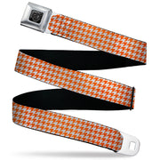 BD Wings Logo CLOSE-UP Black/Silver Seatbelt Belt - Houndstooth Orange/White Webbing Seatbelt Belts Buckle-Down