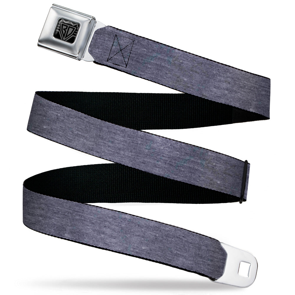 BD Wings Logo CLOSE-UP Black/Silver Seatbelt Belt - Heather Grays Webbing Seatbelt Belts Buckle-Down