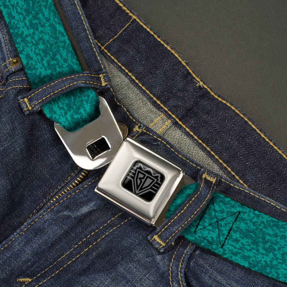 BD Wings Logo CLOSE-UP Black/Silver Seatbelt Belt - Heather2 Blues Webbing Seatbelt Belts Buckle-Down