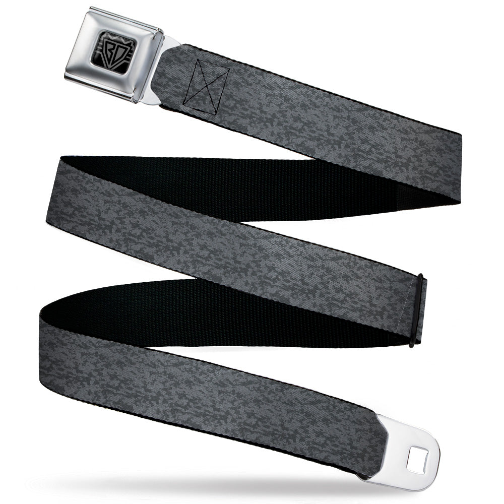 BD Wings Logo CLOSE-UP Black/Silver Seatbelt Belt - Heather2 Grays Webbing Seatbelt Belts Buckle-Down