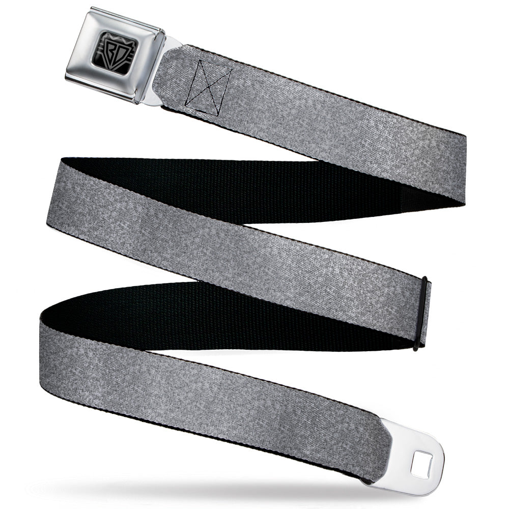 BD Wings Logo CLOSE-UP Black/Silver Seatbelt Belt - Heather4 GrayWhite Webbing Seatbelt Belts Buckle-Down