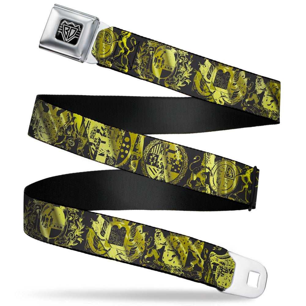 BD Wings Logo CLOSE-UP Full Color Black Silver Seatbelt Belt - Heraldry 9-Coat of Arms Black/Gold Webbing Seatbelt Belts Buckle-Down