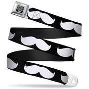 BD Wings Logo CLOSE-UP Full Color Black Silver Seatbelt Belt - Mustache Black/White Webbing Seatbelt Belts Buckle-Down