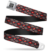 BD Wings Logo CLOSE-UP Full Color Black Silver Seatbelt Belt - Mini Navajo Black/Gray/Red/White Webbing Seatbelt Belts Buckle-Down