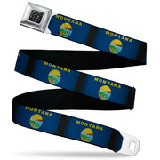 BD Wings Logo CLOSE-UP Black/Silver Seatbelt Belt - Montana Flags2 Webbing Seatbelt Belts Buckle-Down