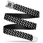 BD Wings Logo CLOSE-UP Full Color Black Silver Seatbelt Belt - Micro Polka Dots2 Black/White Webbing Seatbelt Belts Buckle-Down