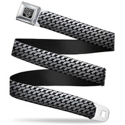 BD Wings Logo CLOSE-UP Full Color Black Silver Seatbelt Belt - Mustache Monogram Black/Grays Webbing Seatbelt Belts Buckle-Down