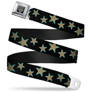BD Wings Logo CLOSE-UP Full Color Black Silver Seatbelt Belt - Multi Stars Black/Leopard/Baby Blue Outline Webbing Seatbelt Belts Buckle-Down