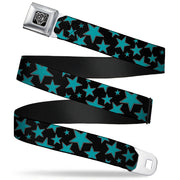 BD Wings Logo CLOSE-UP Full Color Black Silver Seatbelt Belt - Multi Stars Black/Turquoise Webbing Seatbelt Belts Buckle-Down