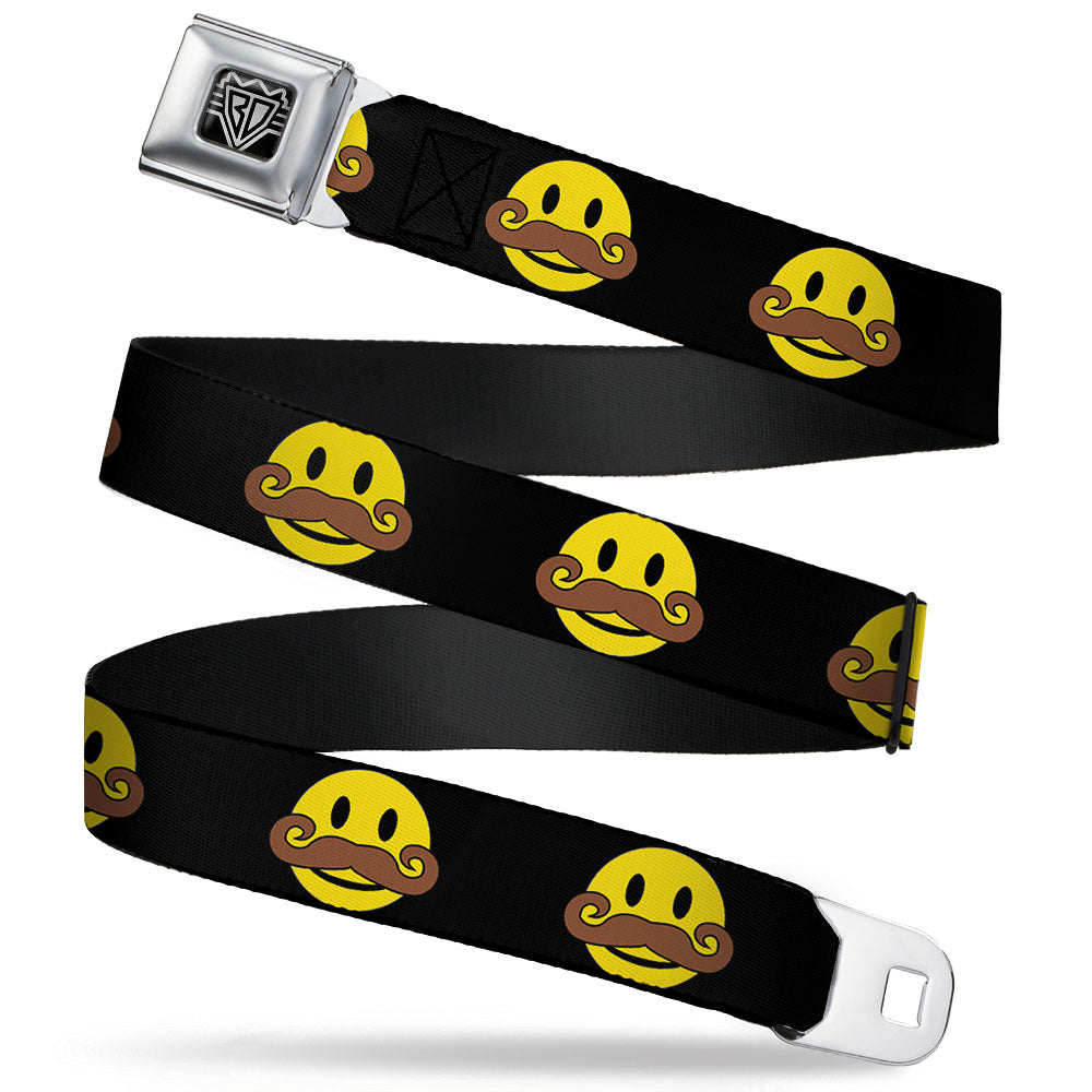 BD Wings Logo CLOSE-UP Full Color Black Silver Seatbelt Belt - Mustache Happy Face Black/Yellow/Brown Webbing Seatbelt Belts Buckle-Down