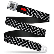 BD Wings Logo CLOSE-UP Full Color Black Silver Seatbelt Belt - Maze Black/White/Red Webbing Seatbelt Belts Buckle-Down