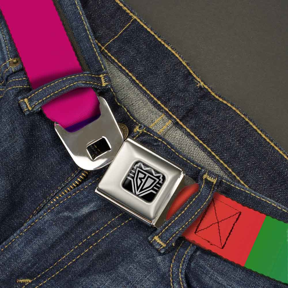 BD Wings Logo CLOSE-UP Full Color Black Silver Seatbelt Belt - Multi Color Blocks Webbing Seatbelt Belts Buckle-Down