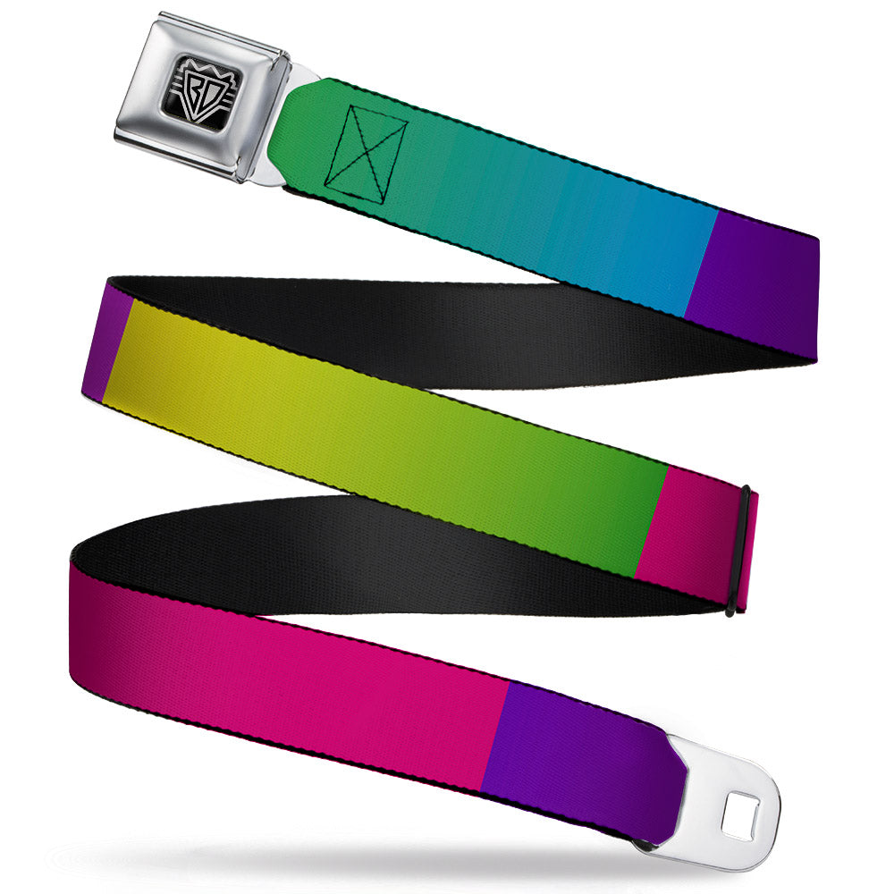 BD Wings Logo CLOSE-UP Full Color Black Silver Seatbelt Belt - Multi Color Blocks Webbing Seatbelt Belts Buckle-Down
