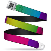 BD Wings Logo CLOSE-UP Full Color Black Silver Seatbelt Belt - Multi Color Blocks Webbing Seatbelt Belts Buckle-Down
