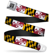 BD Wings Logo CLOSE-UP Full Color Black Silver Seatbelt Belt - Maryland Flags Webbing Seatbelt Belts Buckle-Down