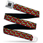BD Wings Logo CLOSE-UP Black/Silver Seatbelt Belt - Mini Polka Dots Black/White/Fluorescent Orange/Pink/Yellow Webbing Seatbelt Belts Buckle-Down