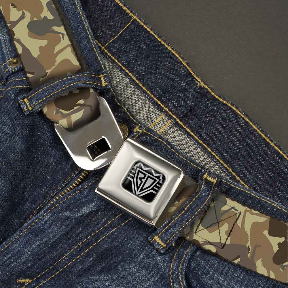 BD Wings Logo CLOSE-UP Full Color Black Silver Seatbelt Belt - Mud Flap Girls Camo Browns Webbing Seatbelt Belts Buckle-Down