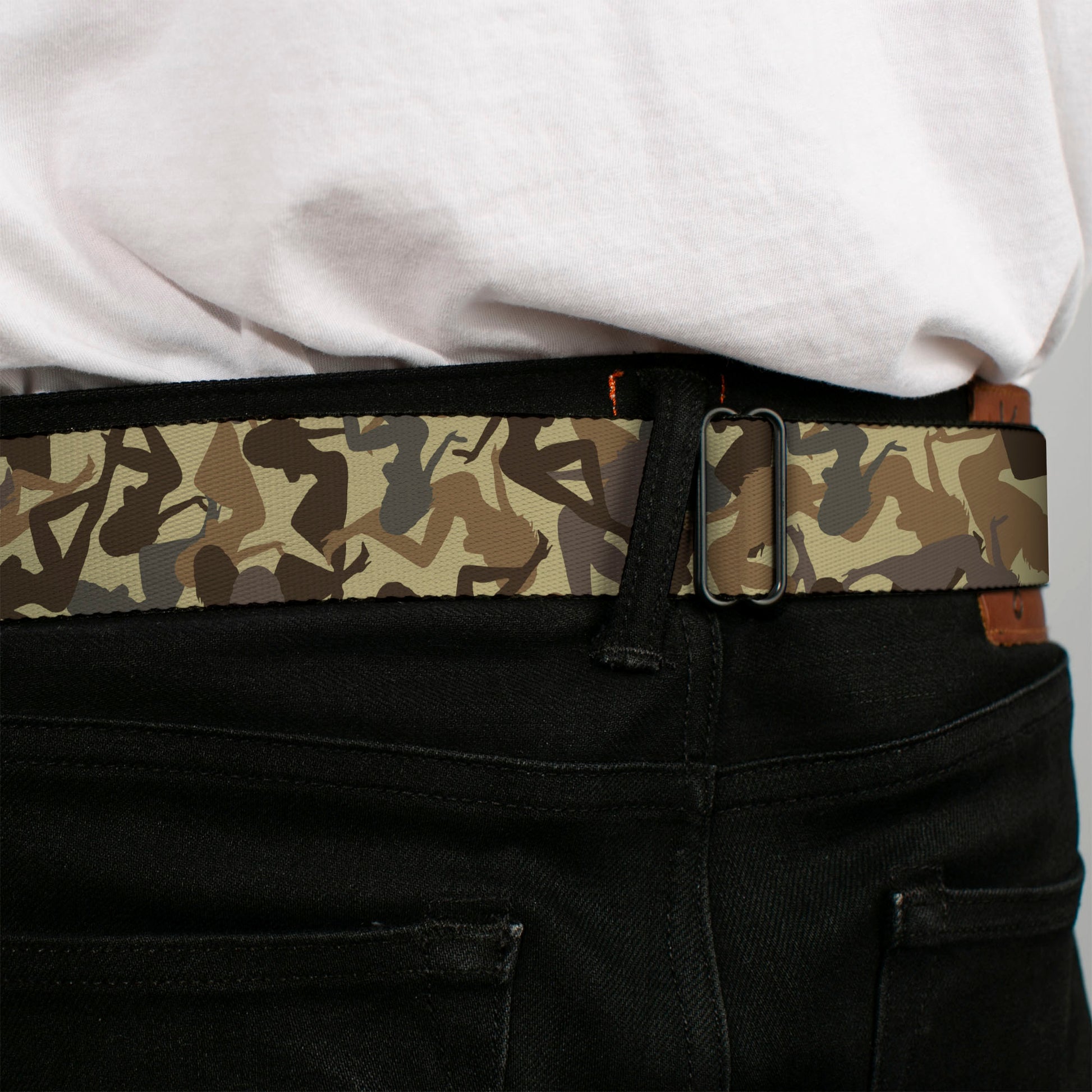 BD Wings Logo CLOSE-UP Full Color Black Silver Seatbelt Belt - Mud Flap Girls Camo Browns Webbing Seatbelt Belts Buckle-Down