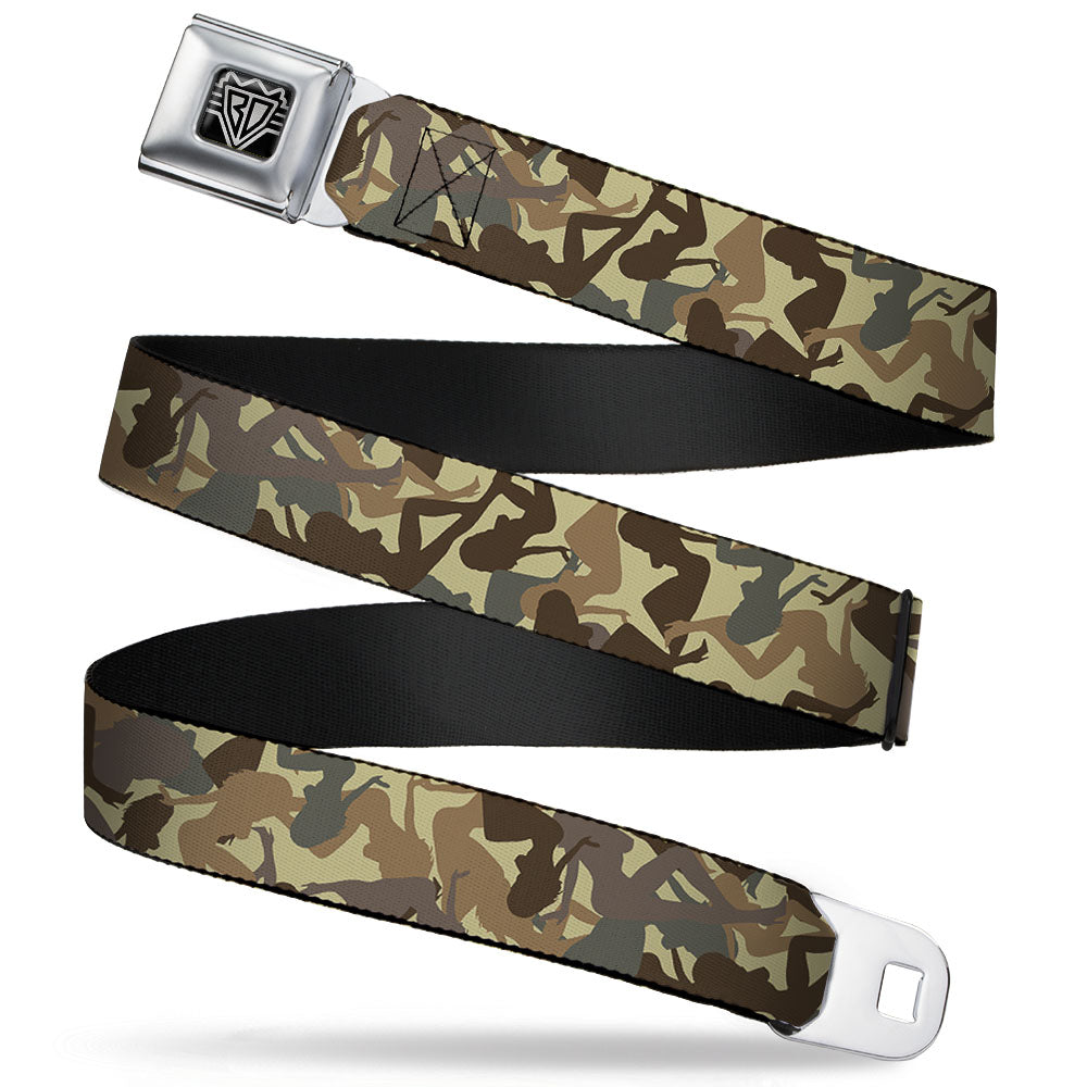 BD Wings Logo CLOSE-UP Full Color Black Silver Seatbelt Belt - Mud Flap Girls Camo Browns Webbing Seatbelt Belts Buckle-Down