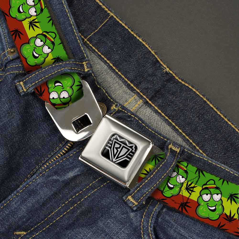 Seatbelt Belt - Marijuana Nugs/Leaves Cartoon Rasta/Black Seatbelt Belts Buckle-Down