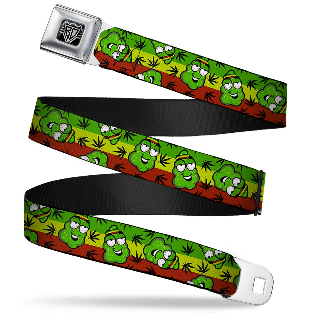 Seatbelt Belt - Marijuana Nugs/Leaves Cartoon Rasta/Black Seatbelt Belts Buckle-Down