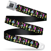 BD Wings Logo CLOSE-UP Black/Silver Seatbelt Belt - Mushroom SHROOMY Garden Black/Multi Color Webbing Seatbelt Belts Buckle-Down