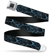 BD Wings Logo CLOSE-UP Black/Silver Seatbelt Belt - Marble Black/Baby Blue Webbing Seatbelt Belts Buckle-Down