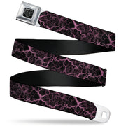 BD Wings Logo CLOSE-UP Black/Silver Seatbelt Belt - Marble Black/Baby Pink Webbing Seatbelt Belts Buckle-Down