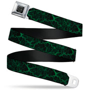 BD Wings Logo CLOSE-UP Black/Silver Seatbelt Belt - Marble Black/Green Webbing Seatbelt Belts Buckle-Down