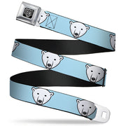 BD Wings Logo CLOSE-UP Full Color Black Silver Seatbelt Belt - Polar Bear Repeat Baby Blue Webbing Seatbelt Belts Buckle-Down