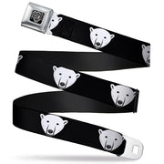 BD Wings Logo CLOSE-UP Full Color Black Silver Seatbelt Belt - Polar Bear Repeat Black Webbing Seatbelt Belts Buckle-Down