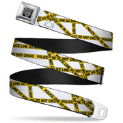 BD Wings Logo CLOSE-UP Full Color Black Silver Seatbelt Belt - Police Line White/Yellow Webbing Seatbelt Belts Buckle-Down