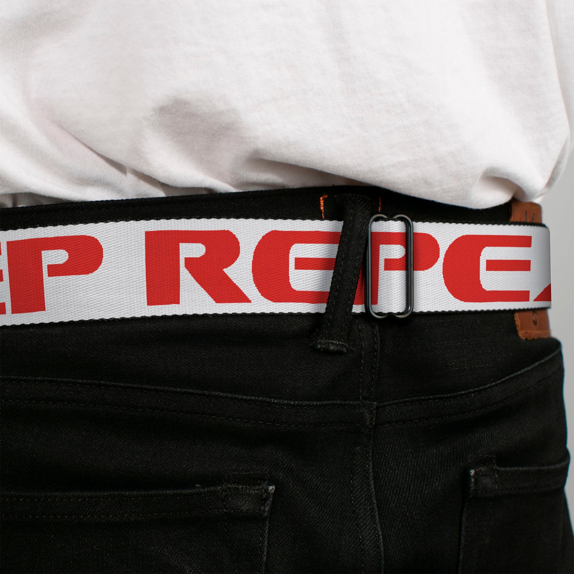 Seatbelt Belt - PARTY-SLEEP-REPEAT White/Red Seatbelt Belts Buckle-Down