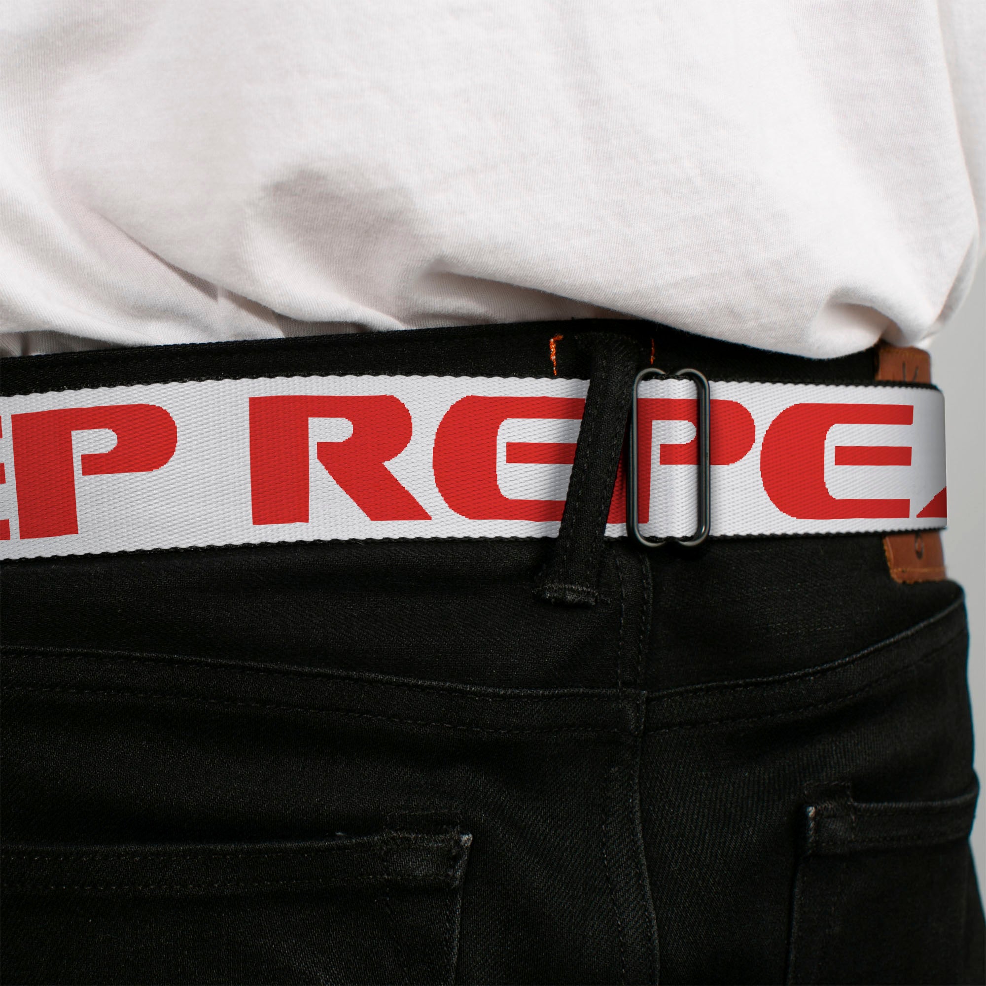 Seatbelt Belt - PARTY-SLEEP-REPEAT White/Red Seatbelt Belts Buckle-Down