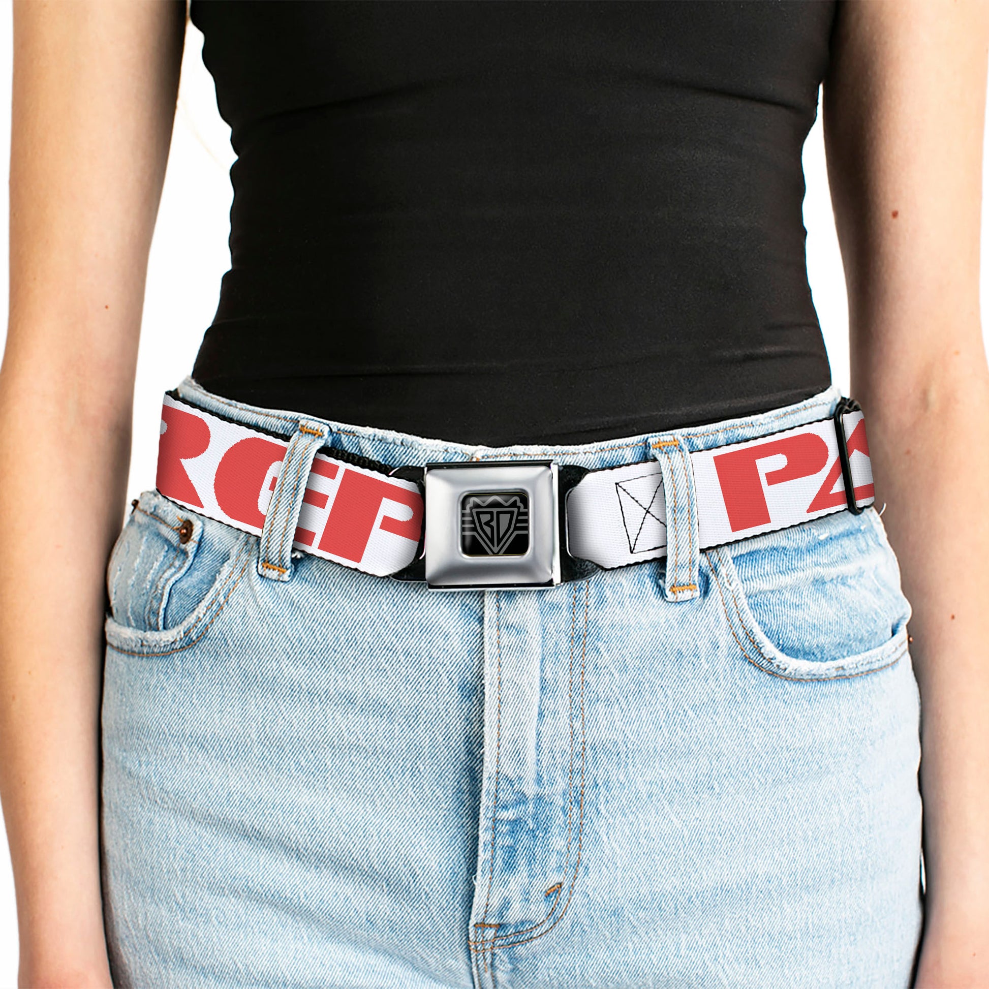 Seatbelt Belt - PARTY-SLEEP-REPEAT White/Red Seatbelt Belts Buckle-Down