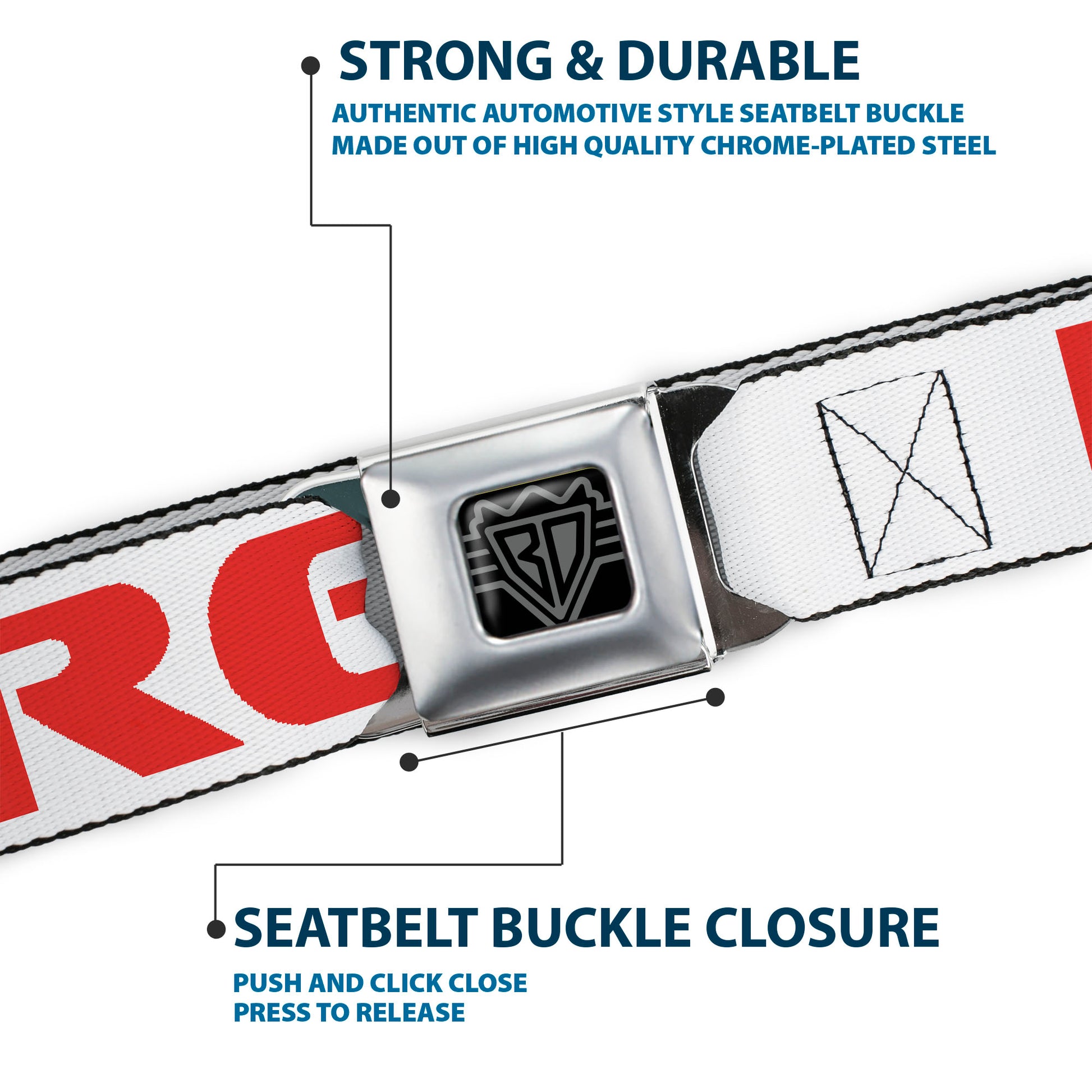 Seatbelt Belt - PARTY-SLEEP-REPEAT White/Red Seatbelt Belts Buckle-Down