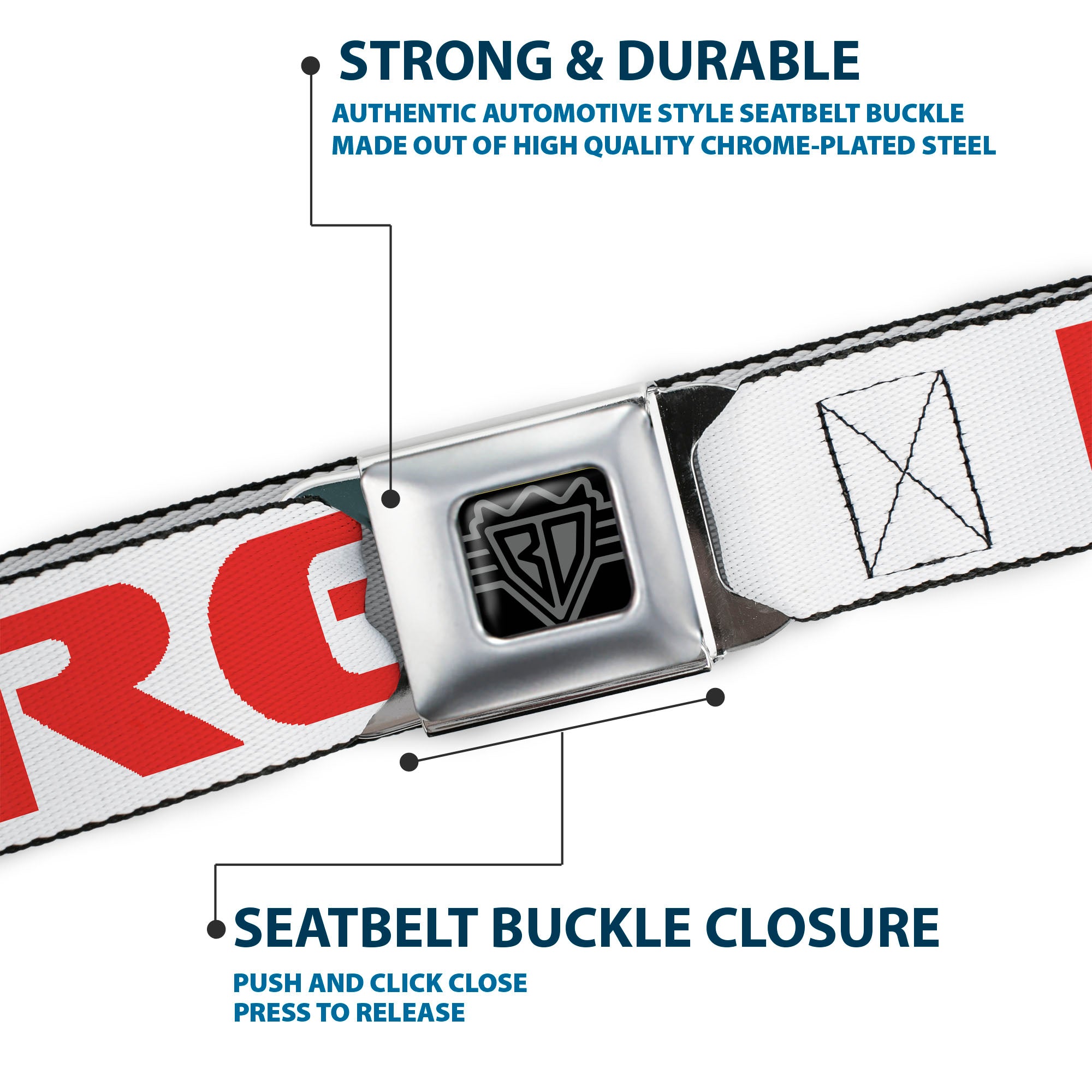 Seatbelt Belt - PARTY-SLEEP-REPEAT White/Red Seatbelt Belts Buckle-Down