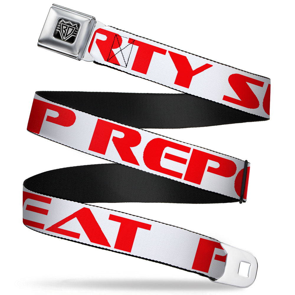 Seatbelt Belt - PARTY-SLEEP-REPEAT White/Red Seatbelt Belts Buckle-Down