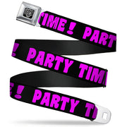 BD Wings Logo CLOSE-UP Full Color Black Silver Seatbelt Belt - PARTY TIME! Black/Fuchsia Webbing Seatbelt Belts Buckle-Down