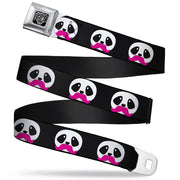 BD Wings Logo CLOSE-UP Full Color Black Silver Seatbelt Belt - Panda Face w/Pink Mustache Webbing Seatbelt Belts Buckle-Down