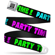 BD Wings Logo CLOSE-UP Full Color Black Silver Seatbelt Belt - PARTY TIME! Black/Green/Turquoise/Fuchsia Webbing Seatbelt Belts Buckle-Down