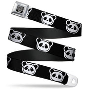 BD Wings Logo CLOSE-UP Full Color Black Silver Seatbelt Belt - Panda Bear Cartoon2 Black/White Webbing Seatbelt Belts Buckle-Down
