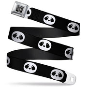 BD Wings Logo CLOSE-UP Full Color Black Silver Seatbelt Belt - Panda Face Black/White Webbing Seatbelt Belts Buckle-Down