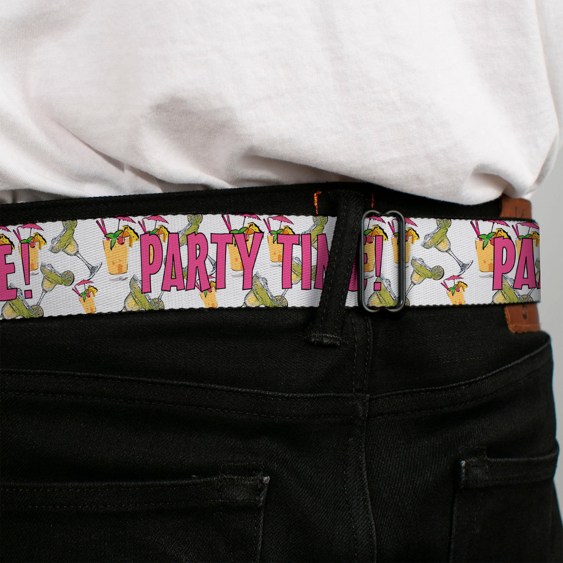 Seatbelt Belt - PARTY TIME! w/Drinks Seatbelt Belts Buckle-Down